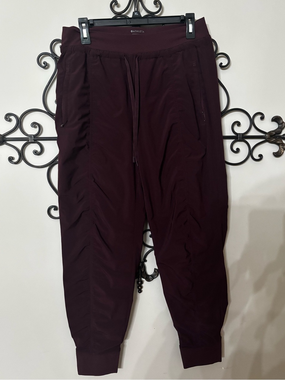Athleta Attitude Lined Pants (or Attitude Joggers) in deep plum. Size 10